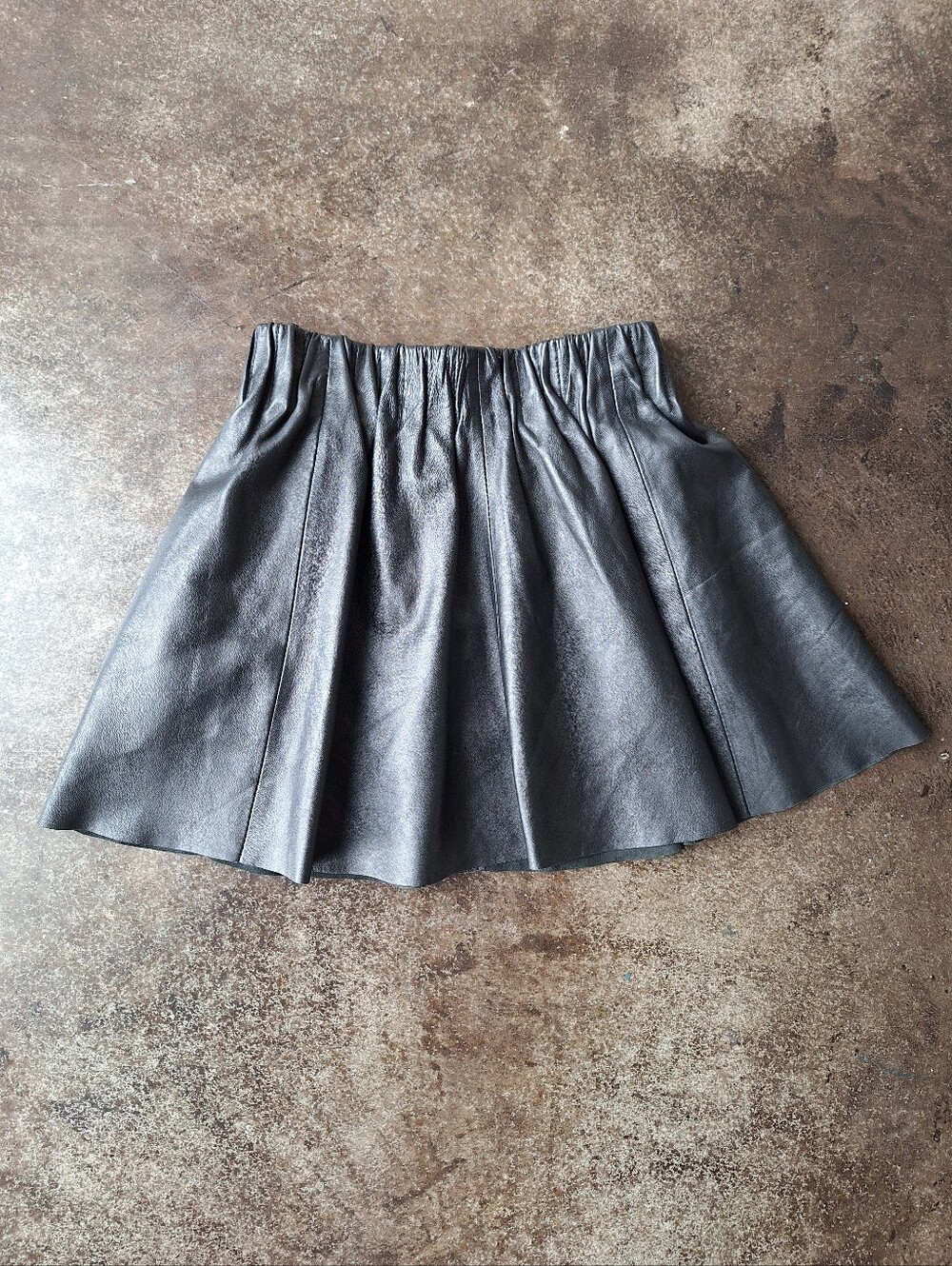 Vintage Waggon Paris Leather Pleated Mini Skirt - Flared - Size XS